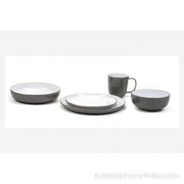 Reactive Glazed Stoneware Dinner Set - Sa labas ng Grey